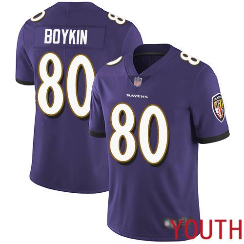 Baltimore Ravens Limited Purple Youth Miles Boykin Home Jersey NFL Football #80 Vapor Untouchable->youth nfl jersey->Youth Jersey